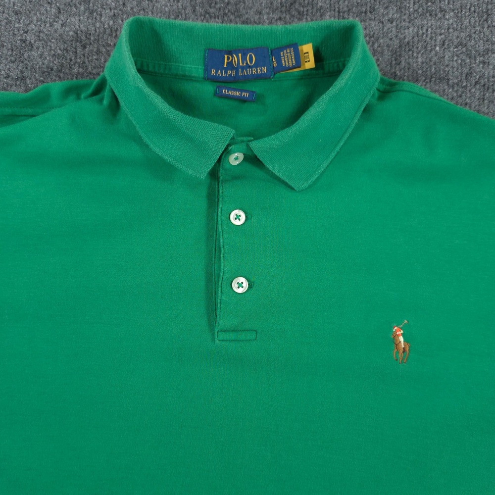 Polo Ralph Lauren Polo Mens L Classic Fit Green Short Sleeve Pique Pony Logo